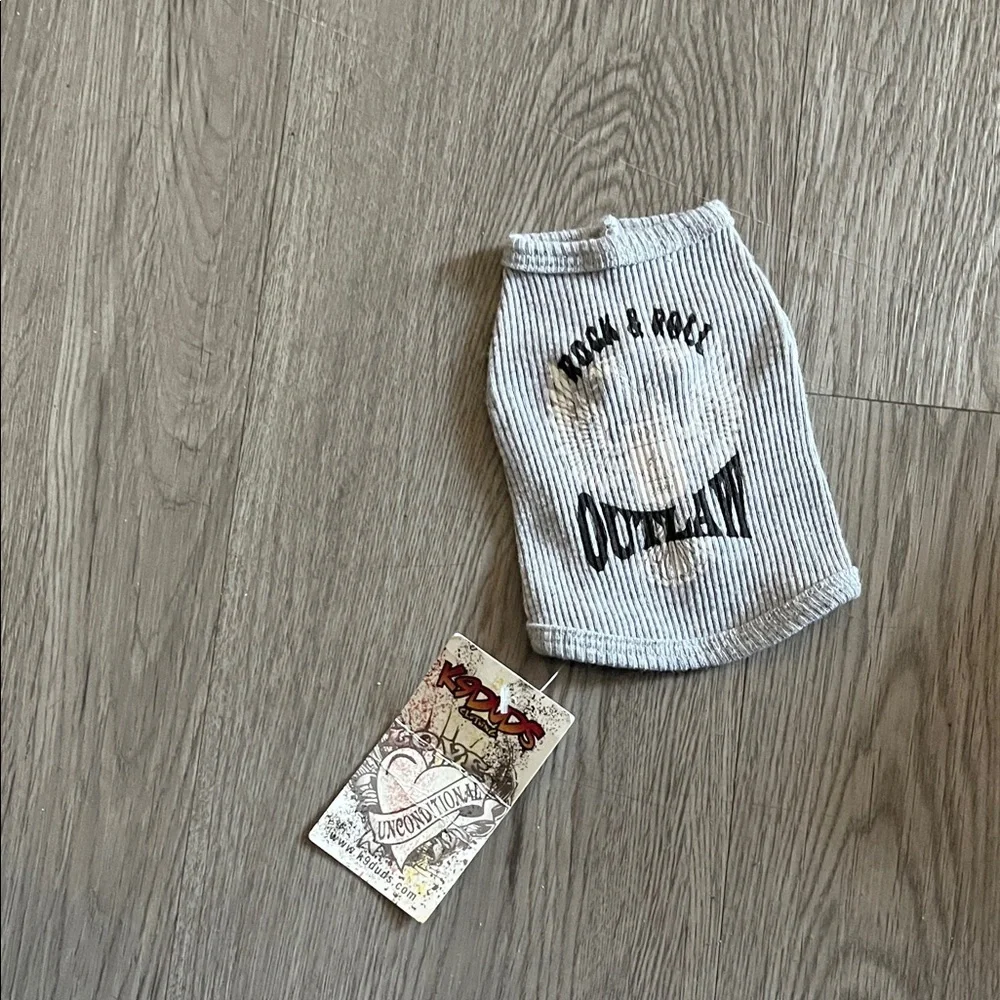 Gray Dog Sweater with Black Text